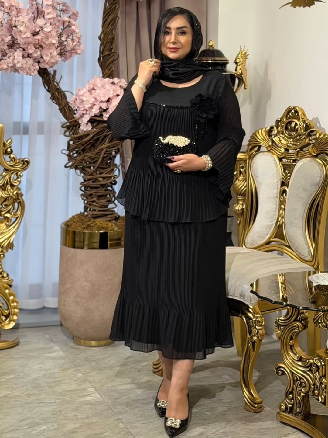 پیراهن پلیسه مشکی